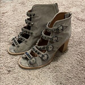 Jeffrey Campbell Heeled Boots with Studded Straps and Chunky Heel